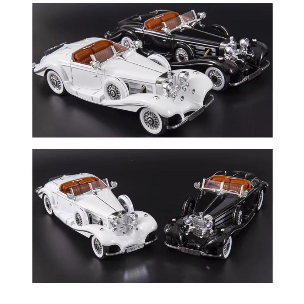 Масштаб 1/18 1936 Benzs 500K Alloy Classic Car Model Diecast Metal Retro Vehicles Car Model Simulation Sound and Light Children Toy Toy Gift