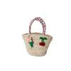Hand Lace Held Straw Woven Bag With Silk Scarf Handbag For Girl Daily Use