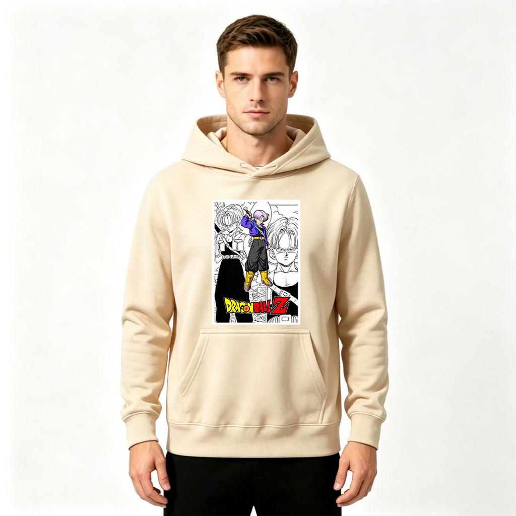 Men Anime Character Print Pullover Hoodie Long Sleeve Casual Loose Streetwear Hooded Sweatshirt