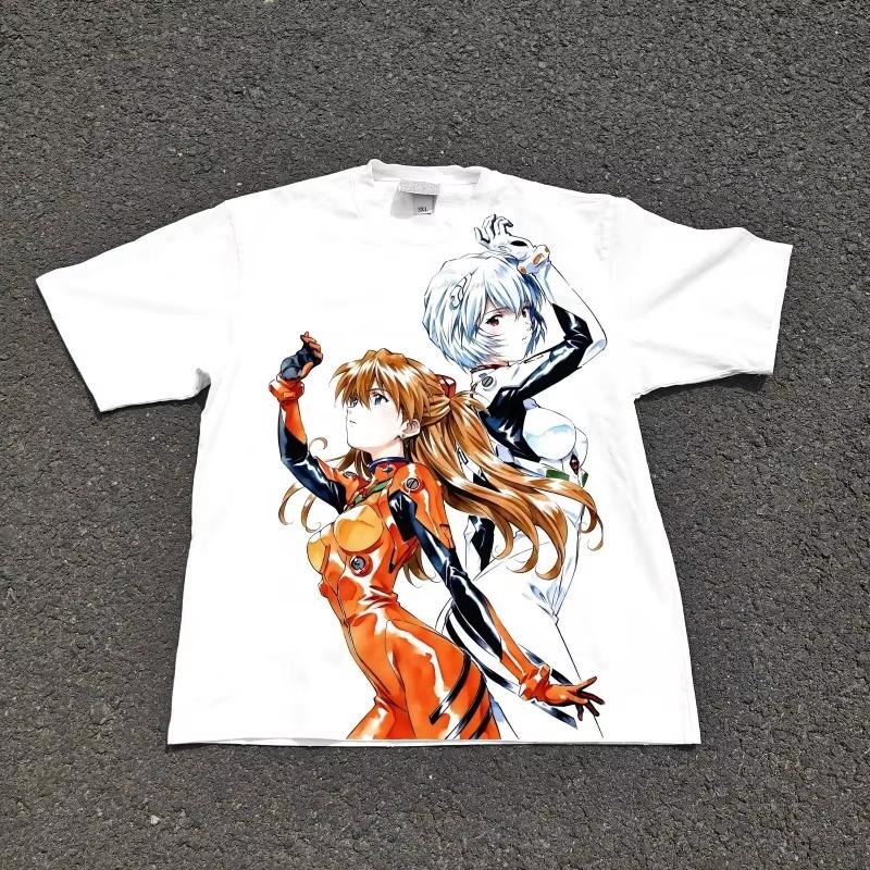 Неон Genesis Evangelion ЕВА Винтажное Аниме Аска Лэнгли Рей Аянами Синдзи Икари Печатная Футболка Унисекс и Женская Футболка Лето