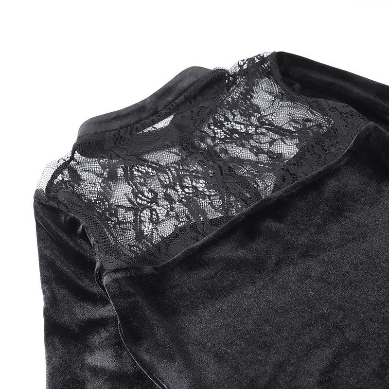 GMXIA Костюм на Хеллоуин Ведьма Сексуальное Длинное Платье С Разрезом Кружева Ажурное Расклешенное Платье Рукава Женское