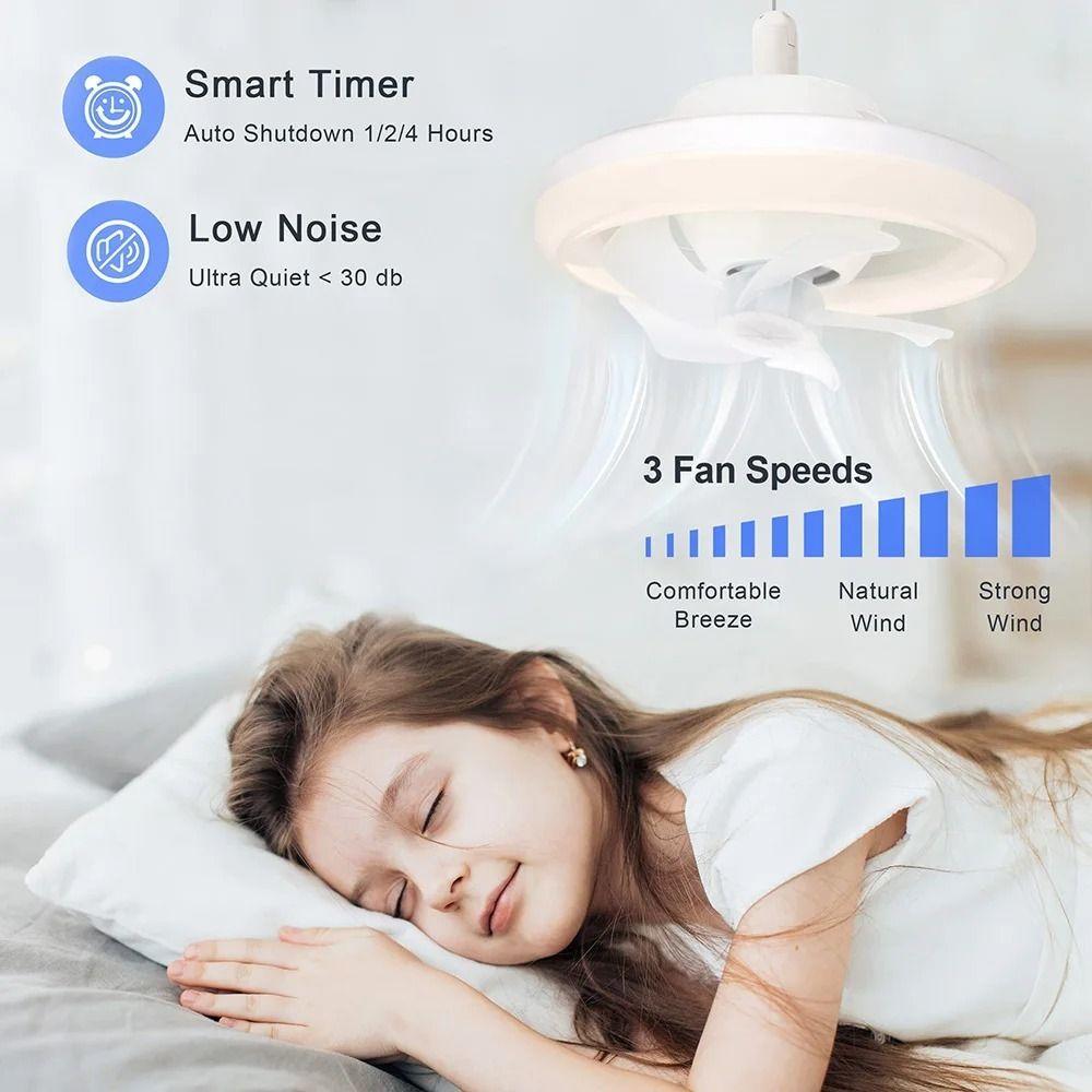 Remote Control Ceiling Fan 2 In 1 Electric Cordless Fan Hanging Fan with LED Light Bathroom