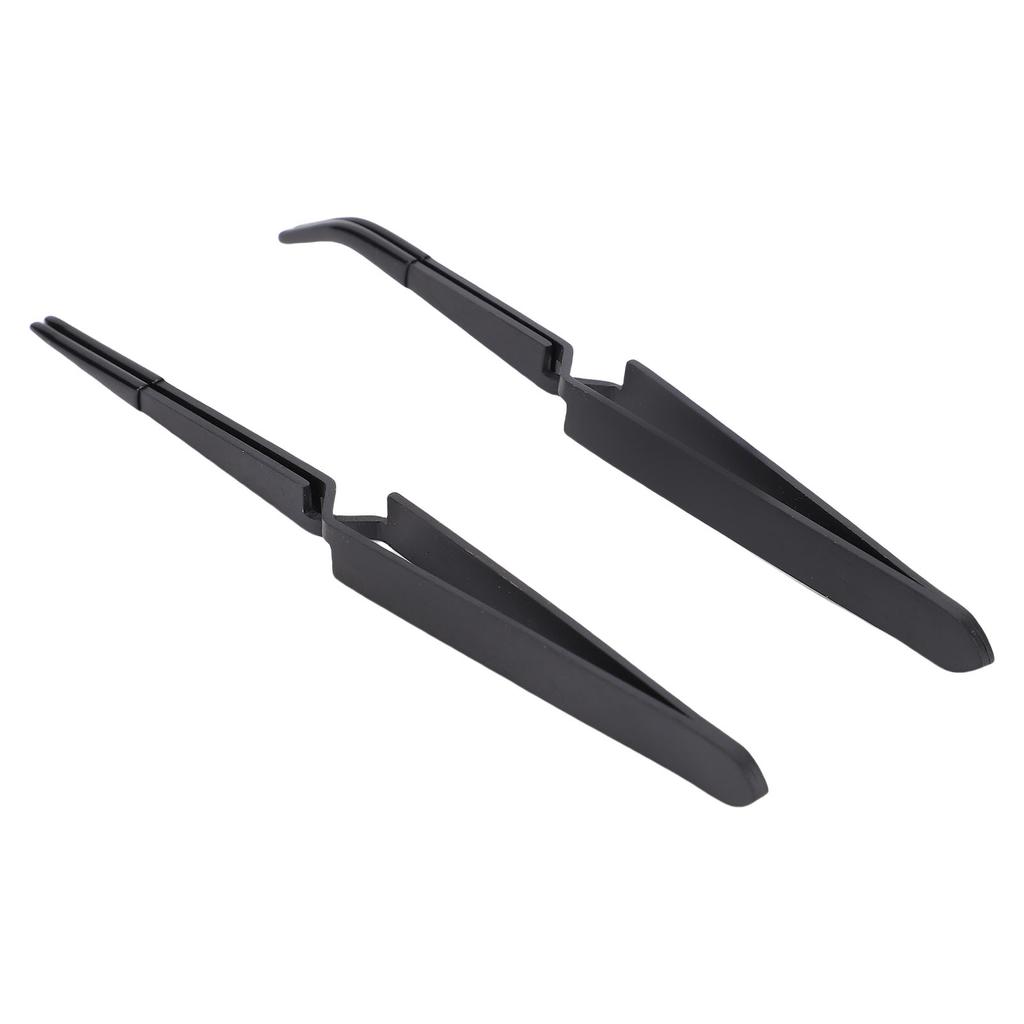 2 шт. Обратные пинцеты Черная нержавеющая сталь Силиконовые пинцеты для рукоделия для профессиональных мастеров маникюра и личного домашнего использования
