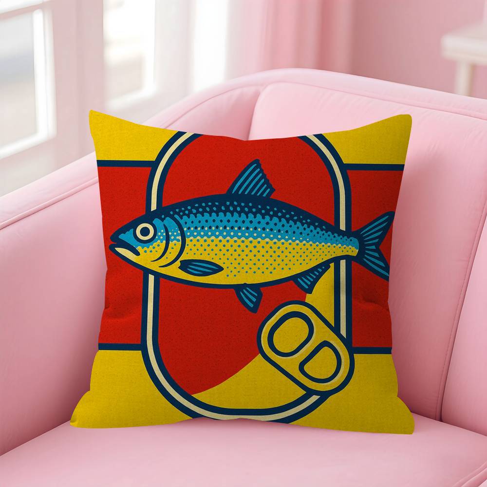 Anime Sardines Art Pillow Cushion Cover Pillowcase Living Room Sofa Home Decor Customized