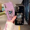 Чехол Reno5lite Glitter Astronaut Holder с покрытием из силикона для Oppo Reno 5 6 7 8 Lite 5lite 8t Reno7 A54 A74 4g 5g с ремешком