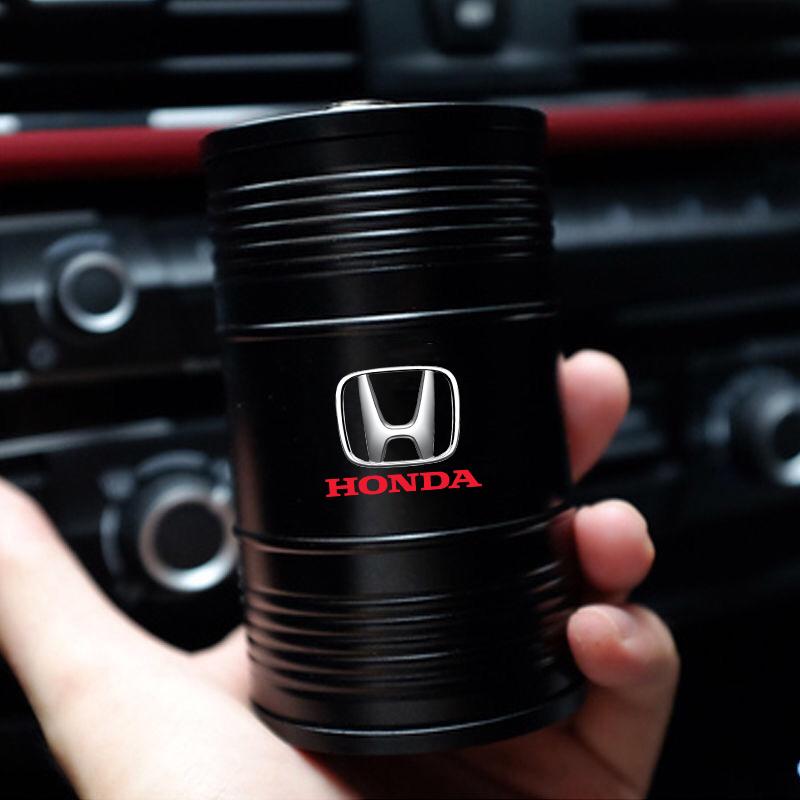 IYXI7 Aluminum Alloy Car Home Ashtray Oil Drum Shape Smoke Ash Holder For Honda Fit Civic Accord 7 8 9 10 Pilot City Jazz CRV HRV