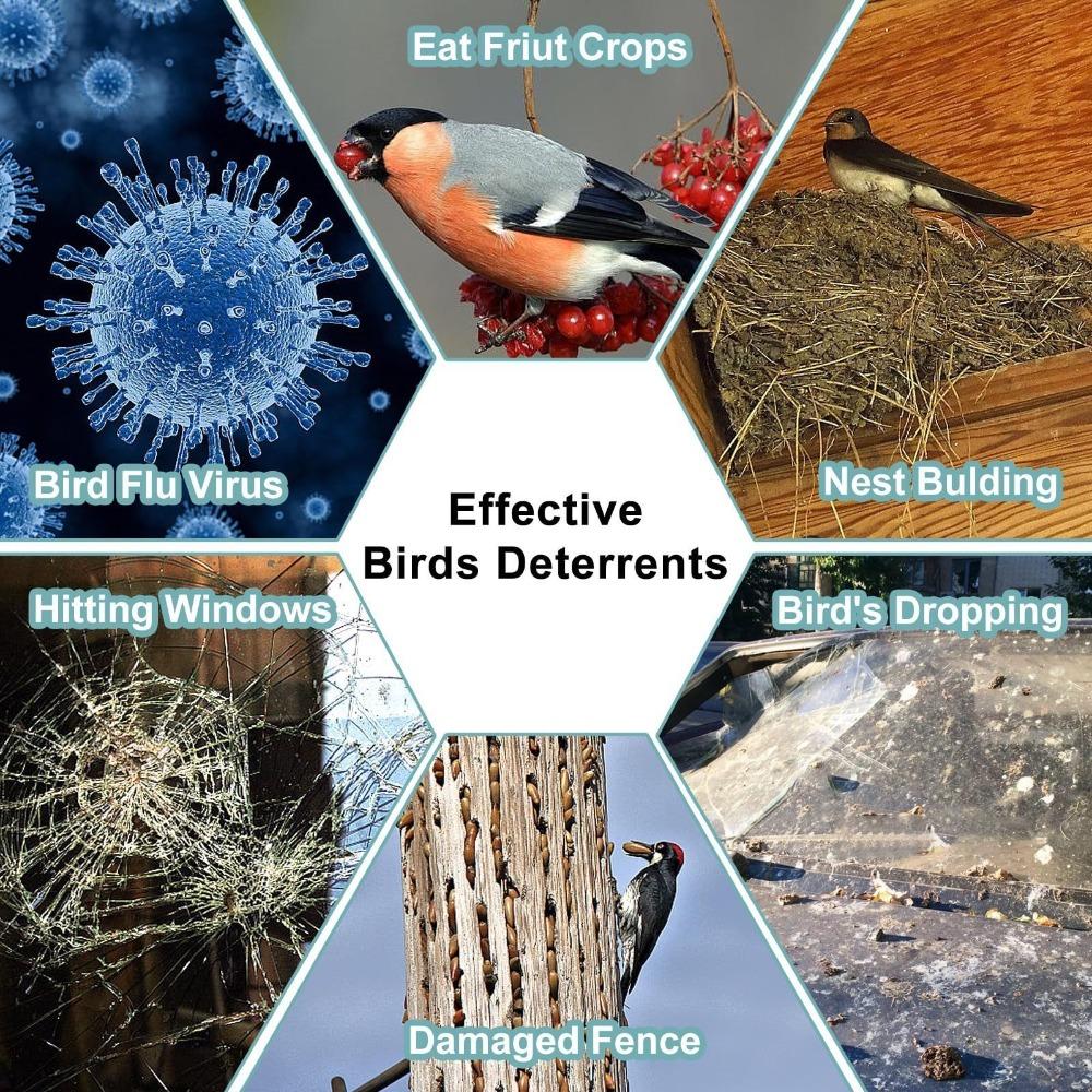 Bird Scarer Reflective Double-Sided Garden Bird Repeller Artifact Reflective Owl For Woodpecker With Sound For Garden Home Yard