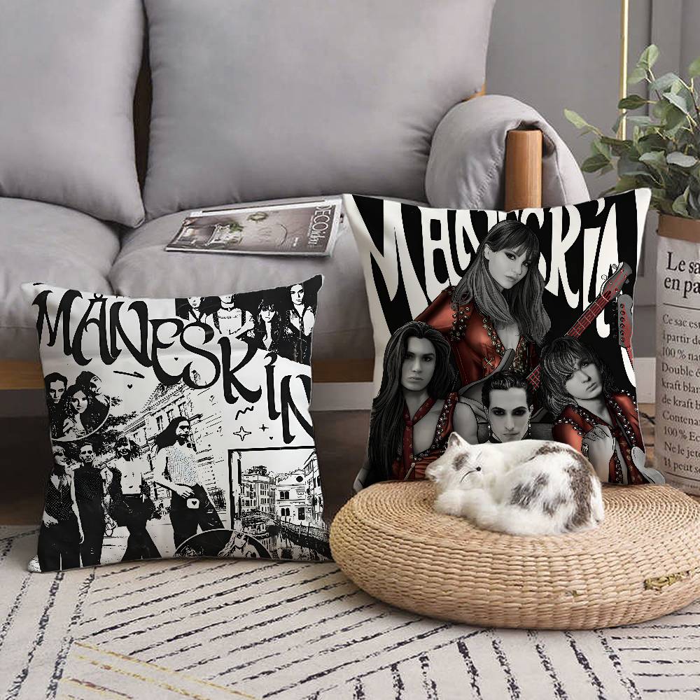 Maneskin Дамиано Давид Винтажная наволочка Квадратная подушка Спальня Диван Досуг Комфорт Подушка Автомобиль Гостиная Украшение для дома