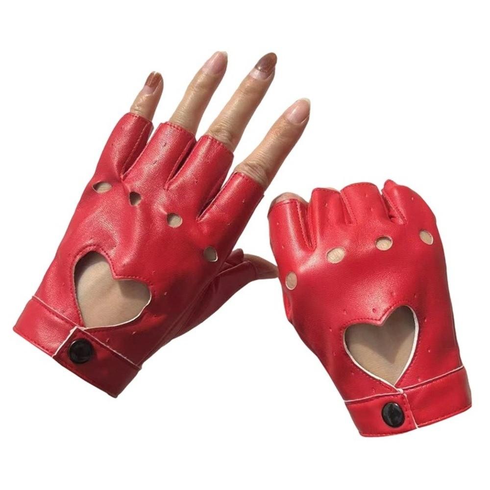 Punk Women Leather Gloves Harajuku Half Finger Mittens Sweet Cool Y2k Leather Gloves Girls