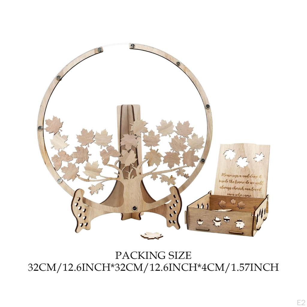 Wedding Guest Book Visitors Sign In Wooden Maple Leaves Rustic Wood Drop Box Frame