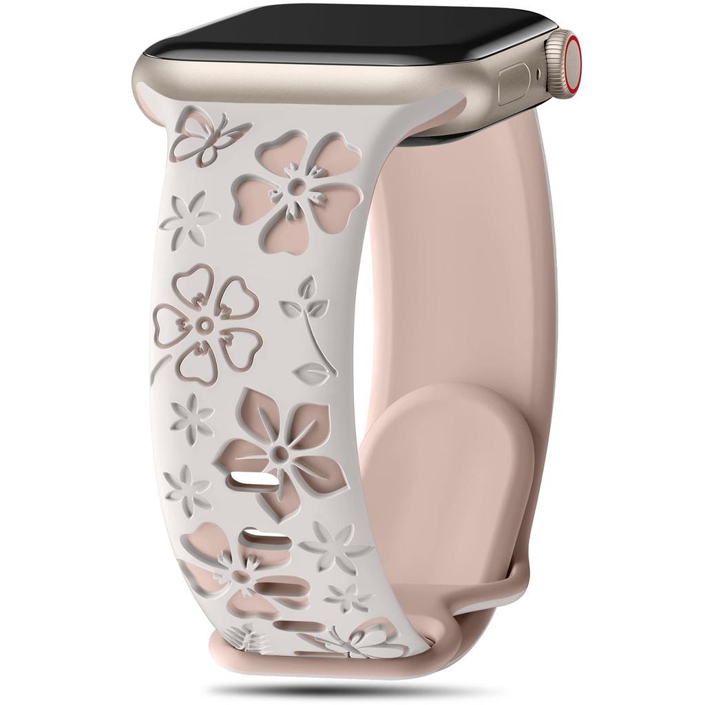 Floral Five-Petal Silicone Band for Apple Watch with 3D Laser Engraving