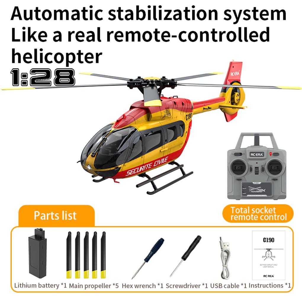 RC вертолет ERA C190 H145, 2.4G, 6 каналов, 6-осевой гироскоп, оптический поток, удержание высоты, без автоматов перекоса, RTF