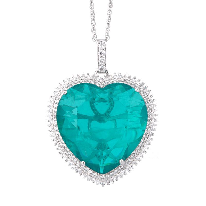 Украшения Классическая Винтажная Цепочка для Свитера Большое Сердце Цветной Кулон-Сокровище Ожерелье Основной Камень 32 * 32