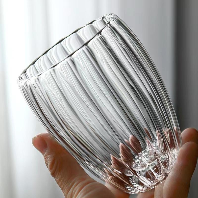 250/350/450ml Ripple Glass Double Wall Coffee Mug Breakfast Cup Heat-resistant Tea Milk Juice Mug Beer Water Glasse Drinkware