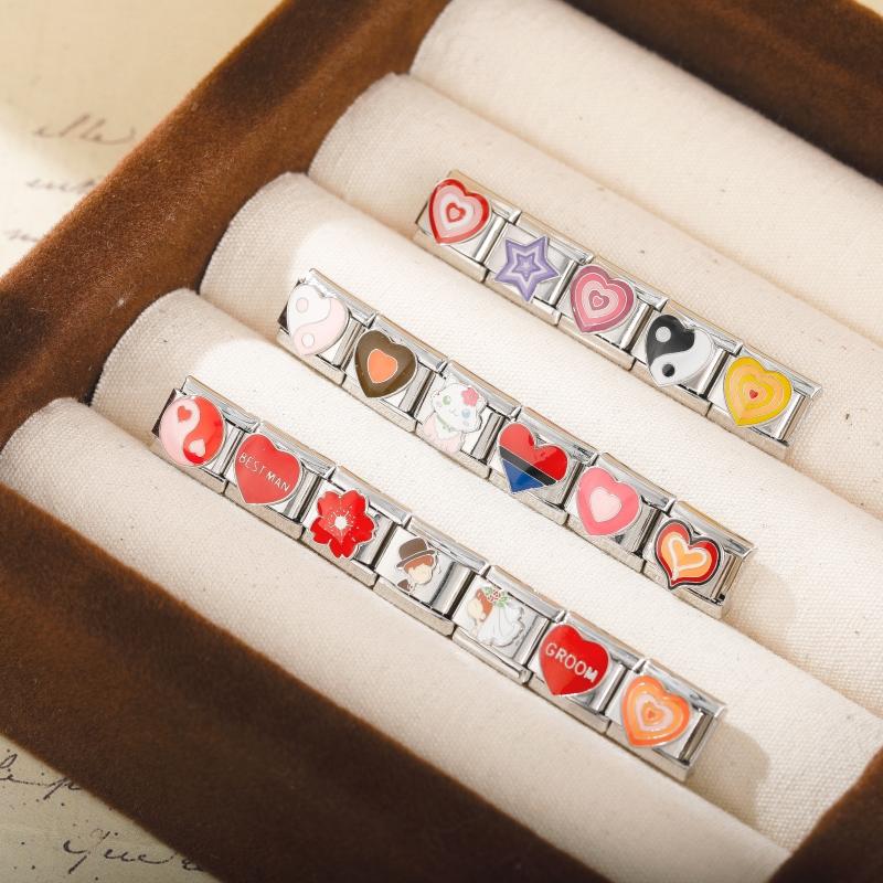 Hapiship Романтический Цвет Сердце Звезда Flwoer Тай Чи Итальянский Шарм Звенья Подходит 9 мм Браслет Из Нержавеющей Стали Ювелирные Изделия DIY Изготовление DJ597