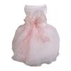 Платье для домашних животных, кружевное шитье, большой бант, застежка без рукавов, лента из органзы, свадебное платье для собак, одежда для щенков, товары для домашних животных