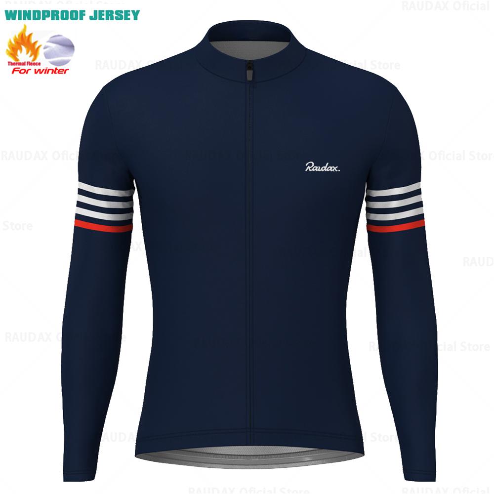 Raudax Men Winter Cycling Clothing Long Sleeve Thermal Fleece Bicycle Jersey Set MTB Warm Bike Jersey Set Ropa Ciclismo Hombre