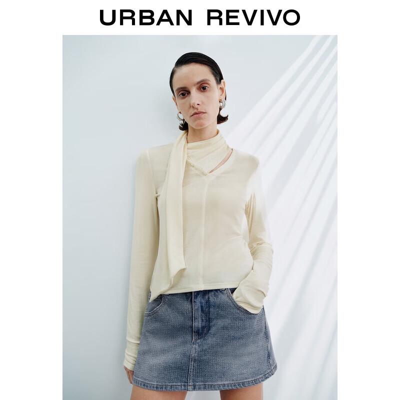 UR 2025 Women's Scarf-Neck Long-Sleeve Crop Top