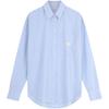 Casual Commuter Label Patch Loose Fit Cotton Long Sleeve Shirt Women Shirts Blue Striped J224675-CDN
