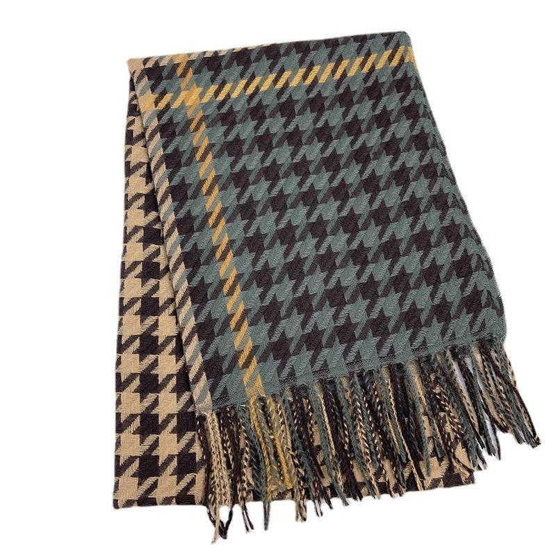 Matching Scarf Women's Autumn and Winter New Imitation Cashmere Fringed Shawl Korean Version Warm and Thickened Scarf