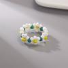 Bohemian Handmade Colorful Crystal Beaded Imitation Pearl Rings Continuous Circle Minimalist Wedding Promise Stacked Finger Ring