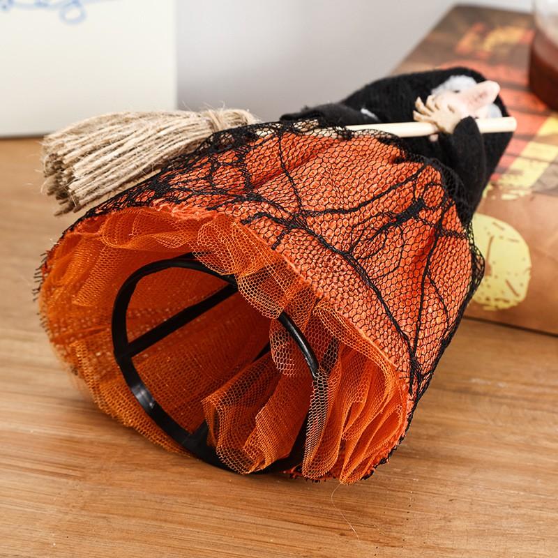 Halloween Witch Broom Tree Topper Spooky Party Home Decor