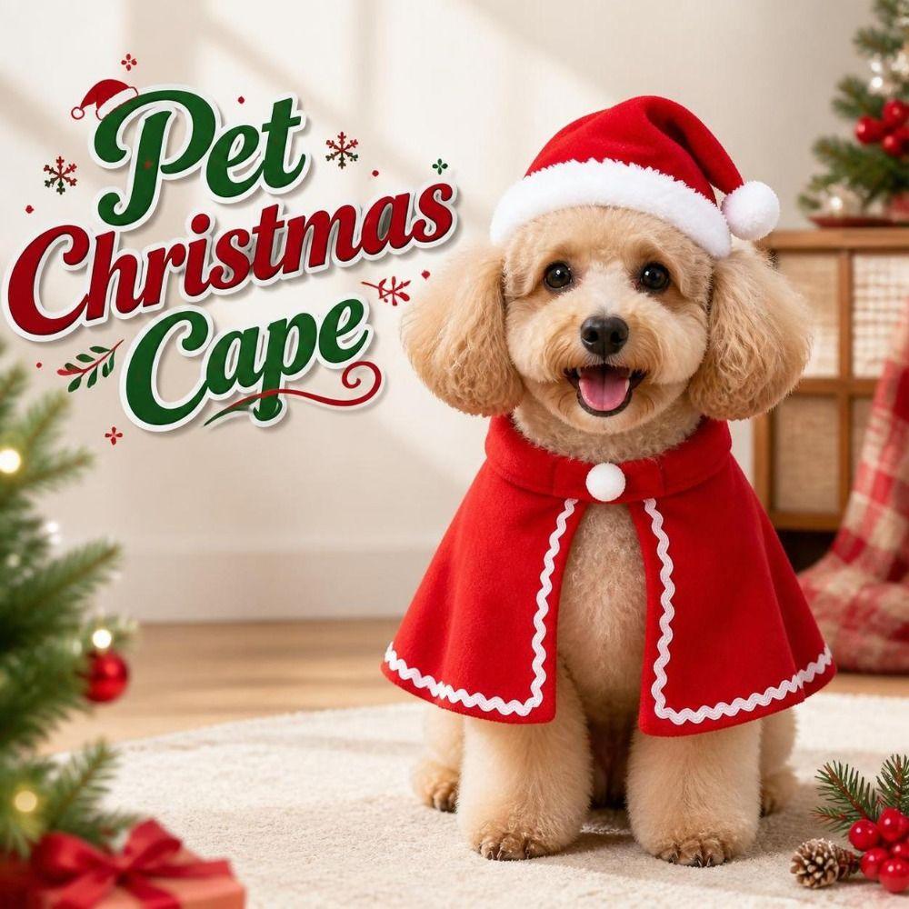 Red Dog Festive Costume Festive Holiday Pet Cloak Cute Pet Christmas Cape Cat Dog
