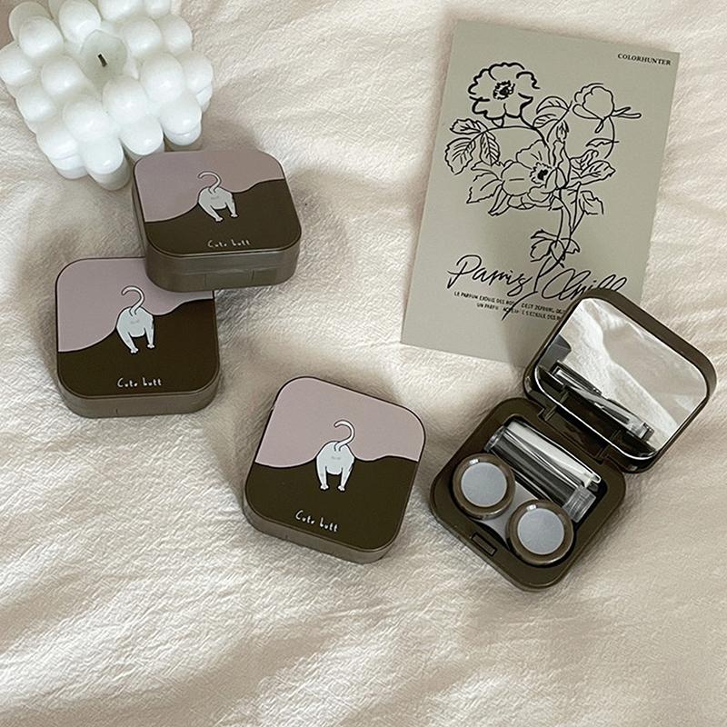 Ins Like A Fish Ретро Простой Конфетный Цвет Компактный Футляр Для Контактных Линз Партнер Коробка Коробка Для Ухода За Зрачками Откидная Крышка