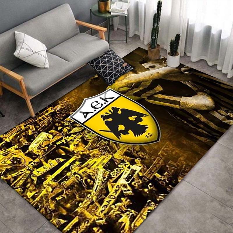 AEK FC 1924 Wing Splash Area Rug, Non Slip Floor Mat, Football Club Print Carpet for Home Room Decor