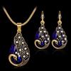 Peacock Gem Necklace Earring Set European And American Accessories Women'S Jewelry