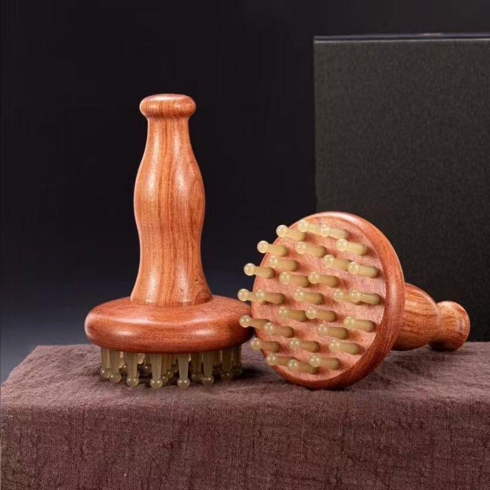 Cow Horn Meridian Massager Wood Grain Horn Massage Comb Gua Sha Massage Tool Leg Massage