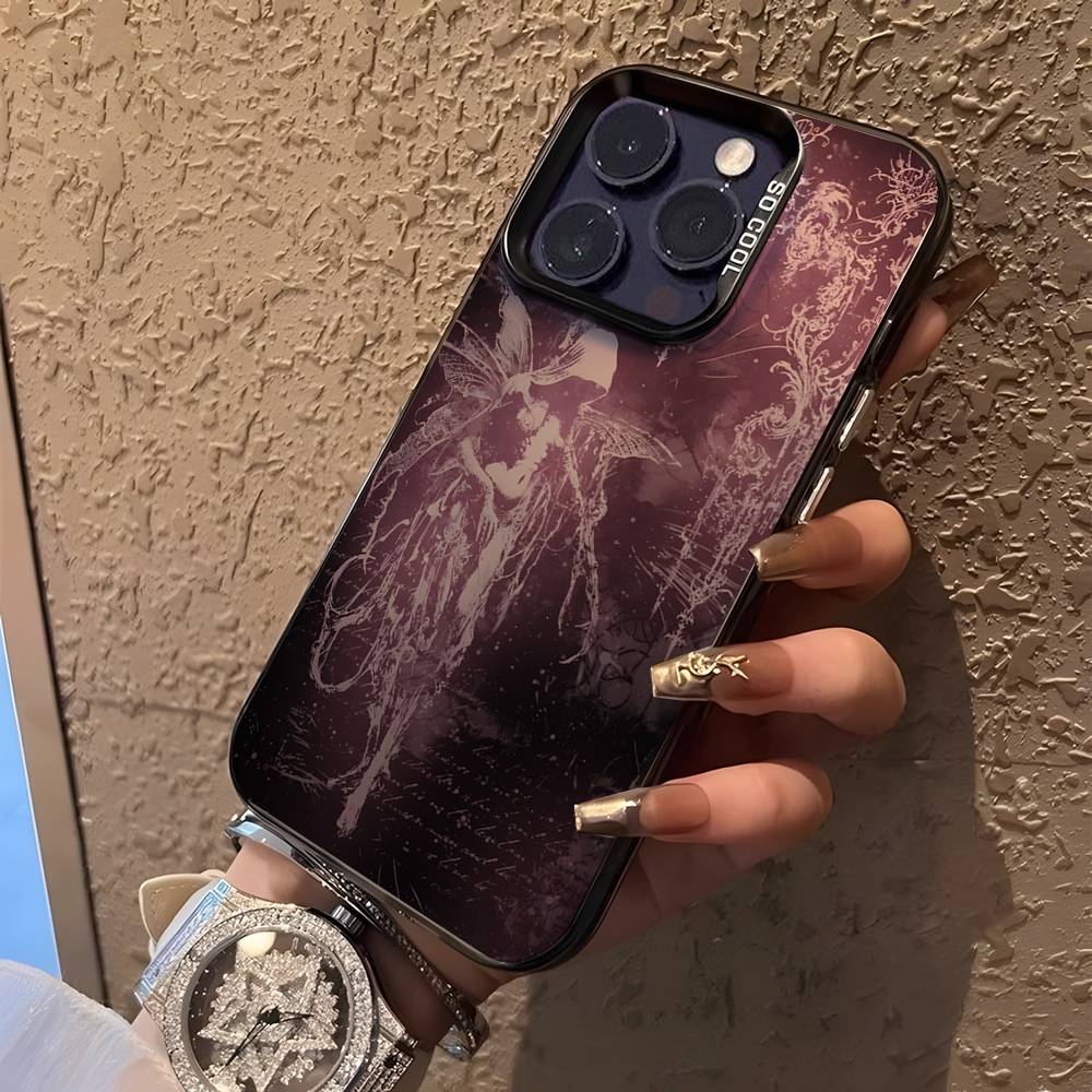 Готический кокетливый киберсигилизм Чехол для телефона Для iPhone 16,15,14,13,12,11,Pro,XS,Max,Plus,Mini,SE Черный Конфетный Матовый Ударопрочный Чехол