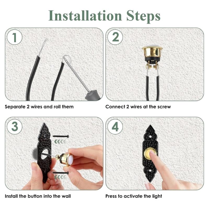 Провода Кнопка Двери Светящаяся Ночная Видимость Универсальные Система Подходит Латунь Стабильная Цинковые Сплавы Конструкция