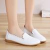 Женская повседневная кожаная обувь без шнуровки для отдыха, офисные черные прогулочные лоферы, белая мягкая обувь для медсестер