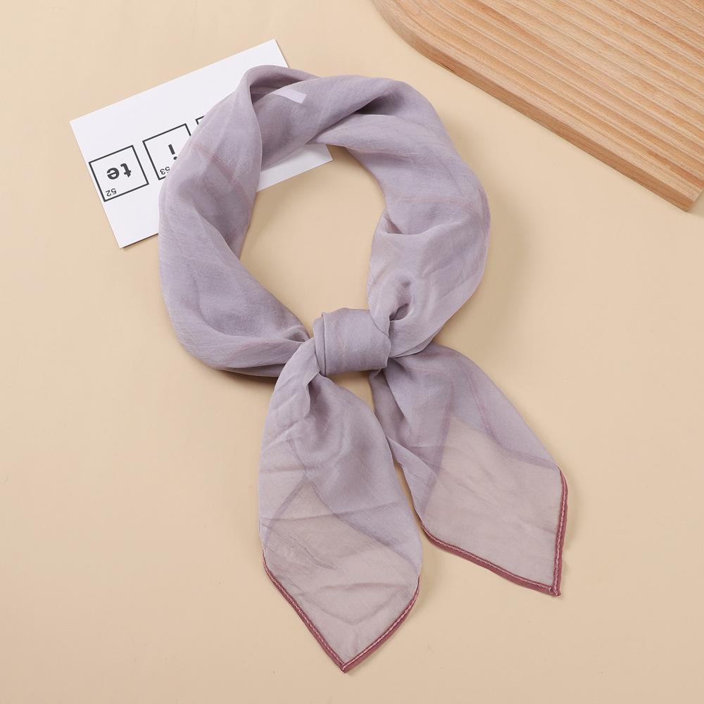 Fashionable New Versatile Headscarf Large Square Scarf Solid Color Scarf Women'S Simulated Silk Satin Scarf