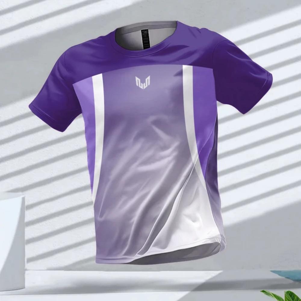 Летняя уличная спортивная одежда для фитнеса, мужская футболка с круглым вырезом и короткими рукавами, топы с принтом, быстросохнущие футболки для спортзала