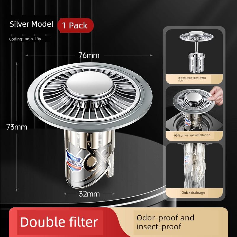 Universal Bathroom Drain Deodorizer, Anti-Odor Device for Sewer, Filter and Insect-Proof Inner Core, Bathroom Sealing Cover