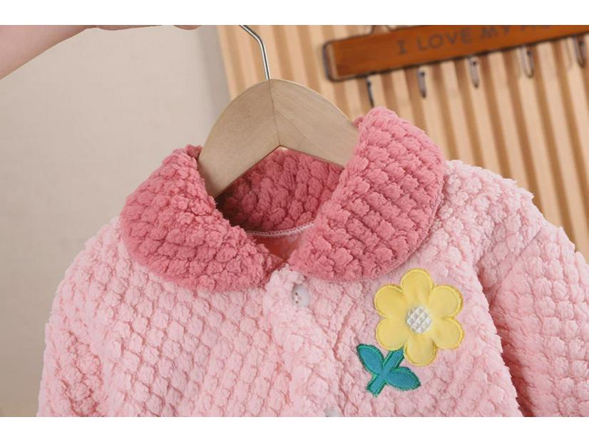 Уютная фланелевая зимняя пижама для девочек - теплый и мягкий детский комплект одежды для сна