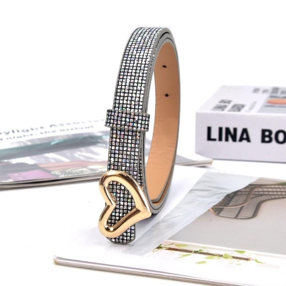 Блестящий сверкающий ремень со стразами Bling Bling Глянцевый универсальный ремень из ПУ кожи Винтажный дизайн люксового бренда Модный пояс