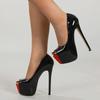 Модные Высококачественные Сексуальные Туфли-лодочки с Открытым Носком на Экстремально Высоком Каблуке 16 см, Женские Красные Черные из Лакированной Кожи, Вечерние Банкетные Туфли-стилетто на Платформе