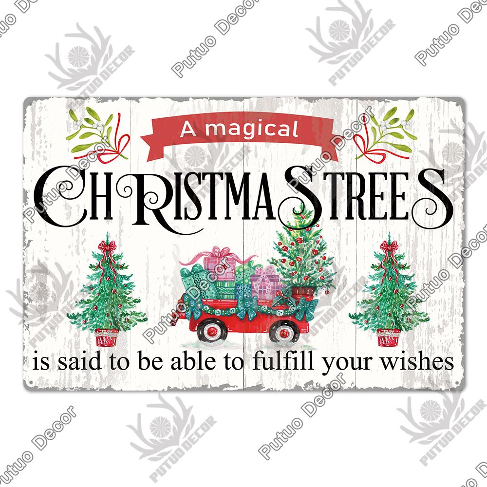 Decor Christmas Vintage Tin Sign Plaque Metal Retro Plate Poster for Club Living Room Kitchen Home Wall Art Decoration