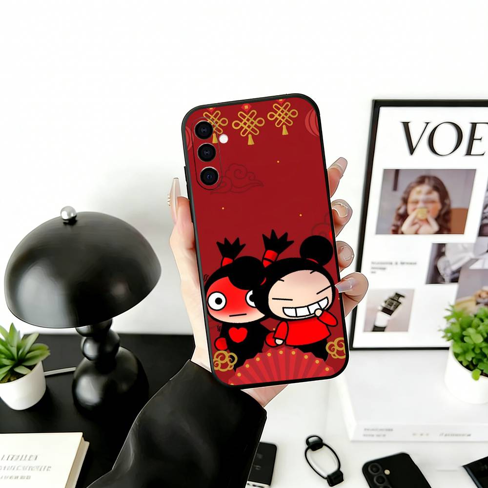 Chinese Doll P-Pucca Phone Case For Samsung Galaxy A73,A72,A71,A70,A53,A52,A51,Soft Silicone Black Cover