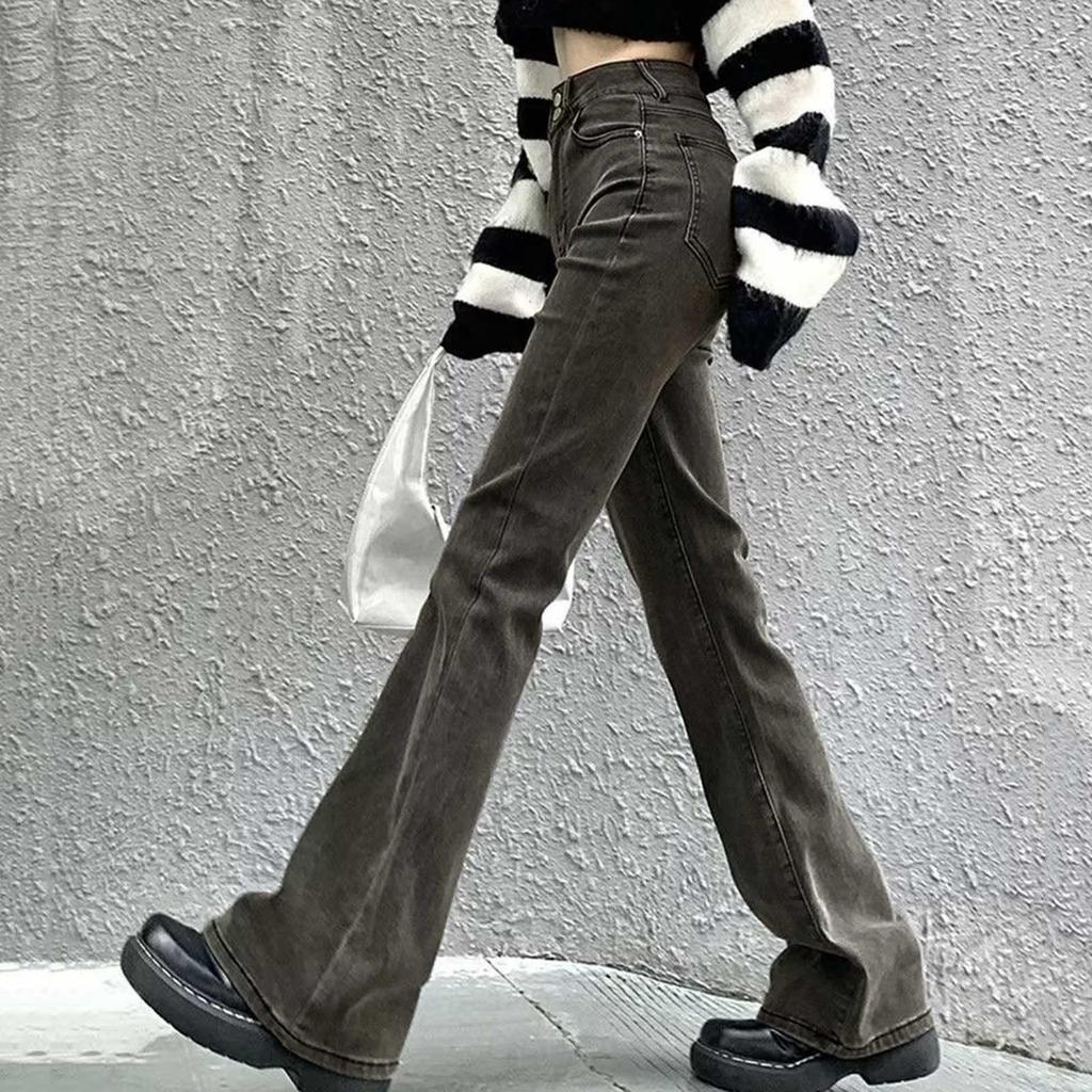 Расклешенные джинсы с высокой талией для женщин, новые, большие размеры, повседневные, маленькие, свободные, прямые, широкие брюки-подковы