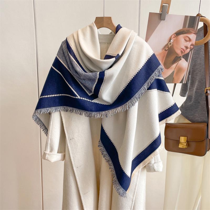 Winter Warm Cashmere Scarf for Women Plaid Print Pashmina Blanket Thick Shawl Wrap Neckerchief Fashion Bufanda Echarpe Poncho