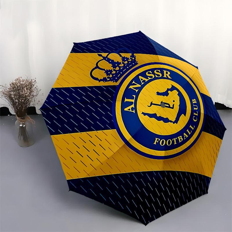 Al Nassr, Football Club Automatic Opening and Closing, 8 rib Structure Portable Umbrella, Suitable for Men and Women in All Seasons Perfect