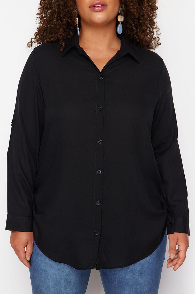 Женская черная рубашка больших размеров