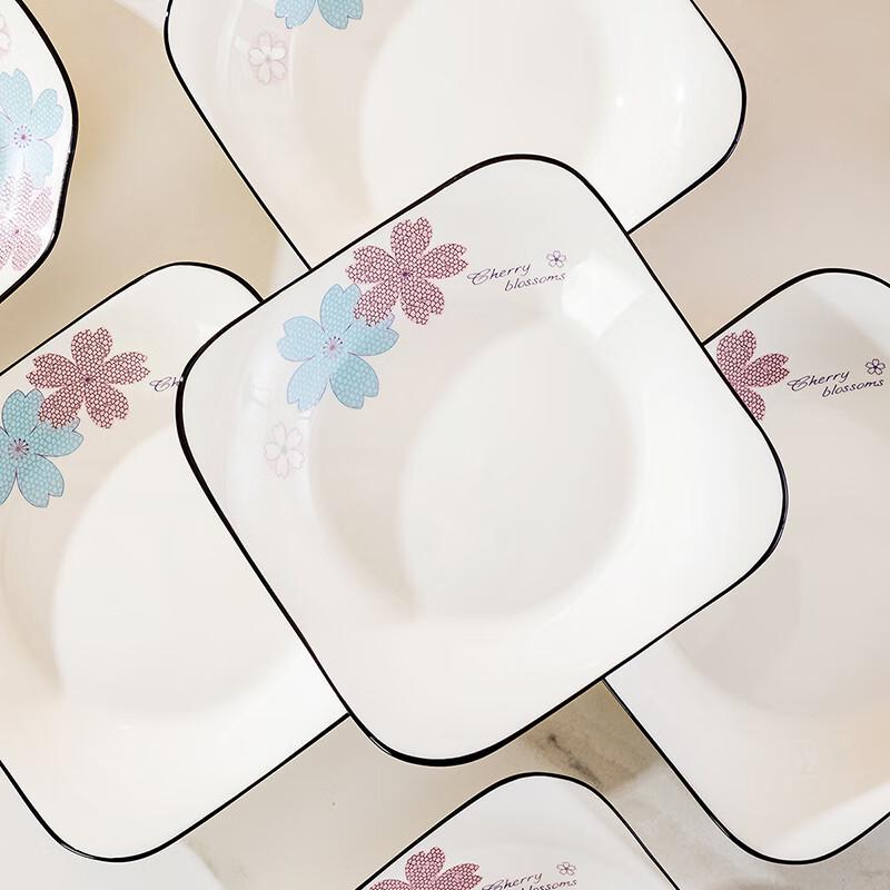 Керамические обеденные тарелки Haoya Jingdezhen - Цветущие цветы (Набор из 6 предметов)