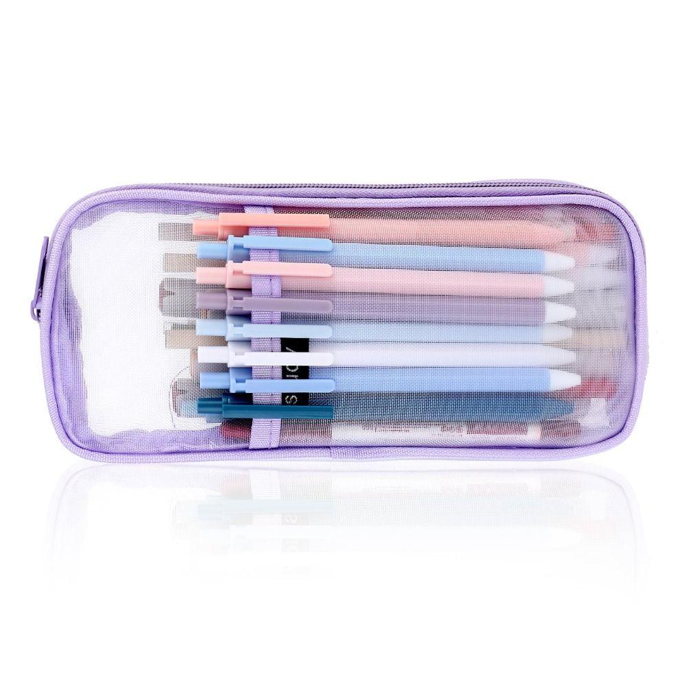Многофункциональный прозрачный пенал Прозрачная дорожная косметичка Сетчатый пенал Школьные принадлежности
