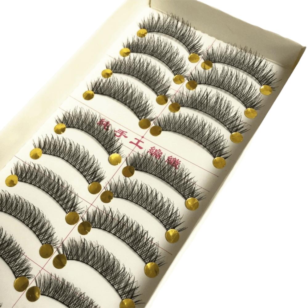 10 Pairs/Box Curvature C Natural Handcrafted False Eyelashes 12MM Handmade Fake Eyelashes Daily
