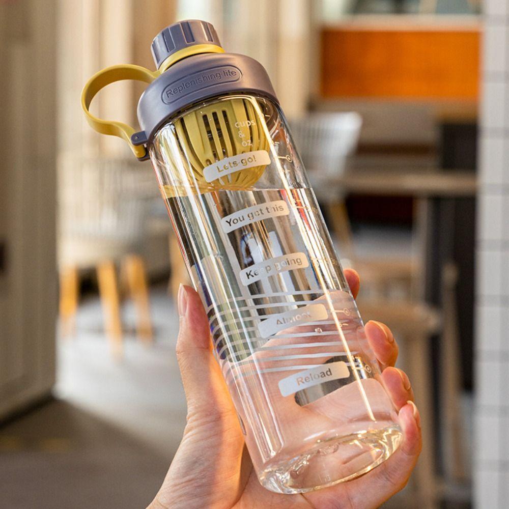 Большая емкость, женский разделитель чая, чашка для занятий спортом на открытом воздухе, пластиковая бутылка для воды с соломой